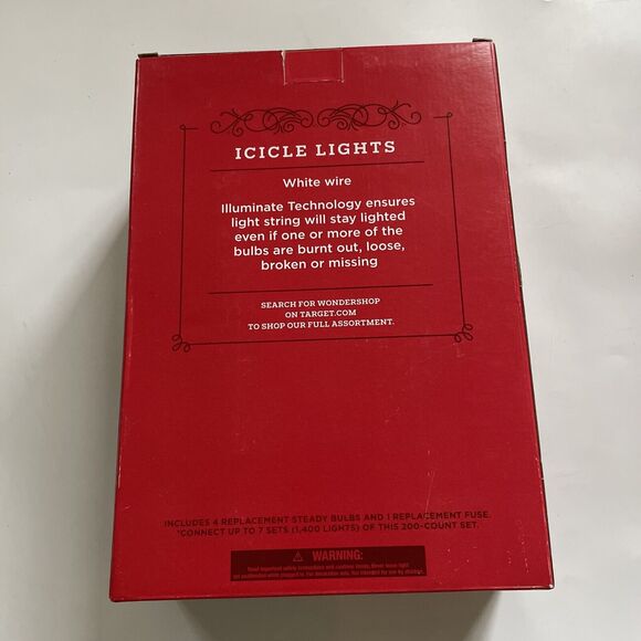 SET 2 Wondershop Icicle Lights Target 200 Clear HEAVY‎ DUTY Indoor/Outdoor 13ft - Picture 3 of 7